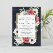 Rustic Barn Wood Navy Burgundy Gold Vrijgezellenfe Kaart (Staand voorkant)