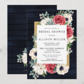 Rustic Barn Wood Navy Burgundy Gold Vrijgezellenfe Kaart (Voorkant / Achterkant)