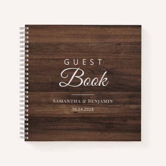 Rustic Barn Wood New Couple Wedding Guest Book Notitieboek (Voorkant)