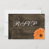 Rustic Barn Wood Oranje Daisy Wedding RSVP-kaarten RSVP Kaartje (Achterkant)