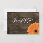 Rustic Barn Wood Oranje Daisy Wedding RSVP-kaarten RSVP Kaartje (Achterkant)