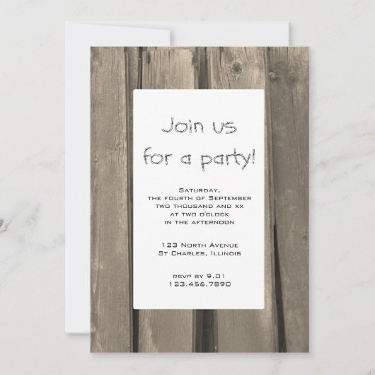 Rustic Barn Wood Party Kaart (Voorkant)