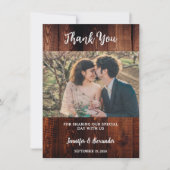 Rustic barn wood photo country wedding bedankkaart (Voorkant)