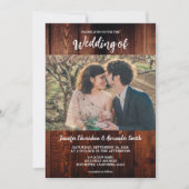 Rustic barn wood photo country wedding kaart (Voorkant)