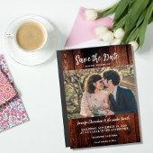 Rustic barn wood photo magnetic Save the Date