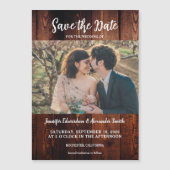 Rustic barn wood photo magnetic Save the Date (Voorkant)