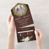 Rustic Barn Wood Pine Cone All In One Uitnodiging (Afscheurbaar)