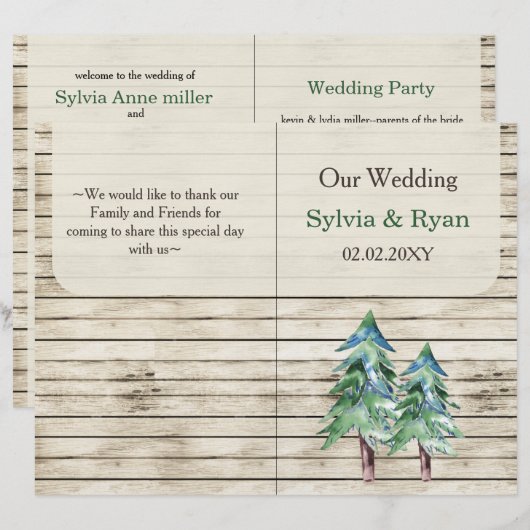 Rustic Barn Wood Pine Wedding (Voorkant / Achterkant)