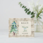 Rustic Barn Wood Pine Wedding Briefkaart (Staand voorkant)