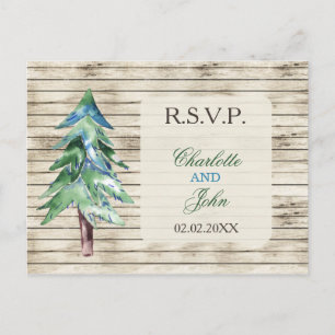 Rustic Barn Wood Pine Wedding Briefkaart