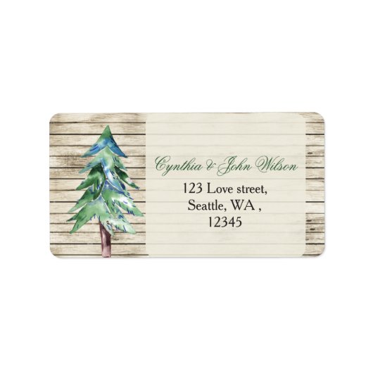 Rustic Barn Wood Pine Wedding Etiket (Voorkant)