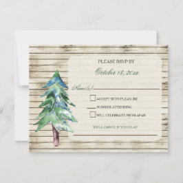 Rustic Barn Wood Pine Wedding Kaart
