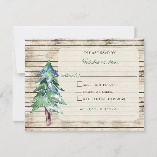 Rustic Barn Wood Pine Wedding Kaart (Voorkant)