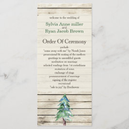 Rustic Barn Wood Pine Wedding Programmakaart