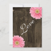Rustic Barn Wood Pink Daisy Wedding Invitations Kaart (Achterkant)