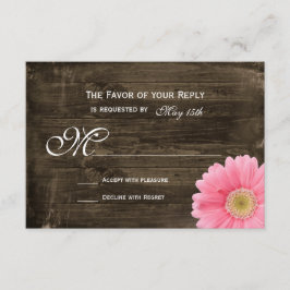 Rustic Barn Wood Pink Daisy Wedding RSVP-kaarten RSVP Kaartje