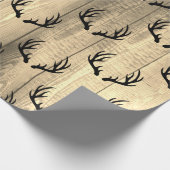 Rustic Barn Wood Planks & Black Deer Antlers Cadeaupapier (Hoek)