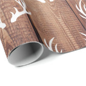 Rustic Barn Wood Planks & White Deer Antlers Cadeaupapier (Rol Hoek)