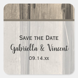 Rustic Barn Wood Ranch Wedding Save the Date Vierkante Sticker
