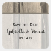 Rustic Barn Wood Ranch Wedding Save the Date Vierkante Sticker (Voorkant)