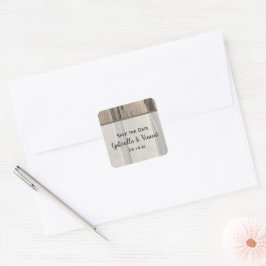 Rustic Barn Wood Ranch Wedding Save the Date Vierkante Sticker
