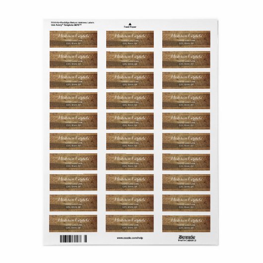 Rustic Barn Wood Return Address Labels (Full Sheet)