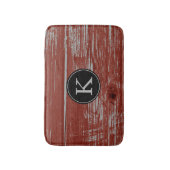 Rustic Barn Wood | Rode Monogrammen Initiaal Badmat (Voorkant Verticaal)