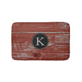 Rustic Barn Wood | Rode Monogrammen Initiaal Badmat (Voorkant)