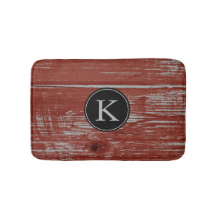 Rustic Barn Wood Rode Monogrammen Initiaal Badmat