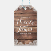Rustic Barn Wood Romantic Lace Bridal Favor Cadeaulabel (Achterkant)