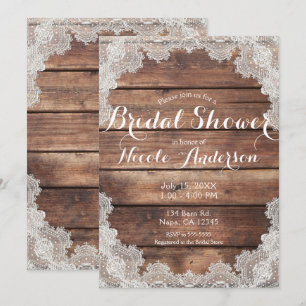 Rustic Barn Wood Romantic Lace Vrijgezellenfeest Kaart