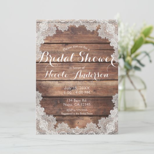 Rustic Barn Wood Romantische kant Vrijgezellenfees Kaart (Staand voorkant)