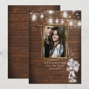 Rustic Barn Wood Save the Date Kaart