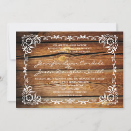 Rustic Barn Wood Scroll Lijst Wedding Invitting Kaart