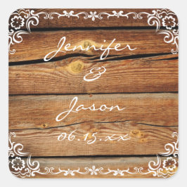 Rustic Barn Wood Scroll Lijst Wedding Sticker Seal