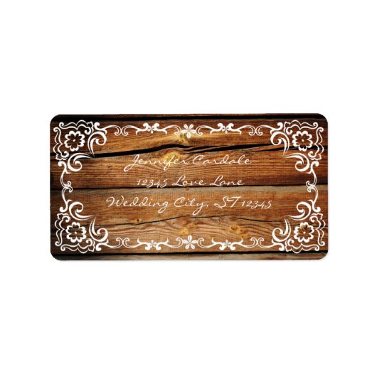 Rustic Barn Wood Scroll Wedding Adresetiketten Etiket (Voorkant)