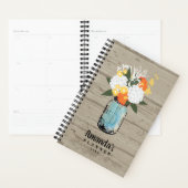 Rustic Barn Wood Sinaasappel Gerber Daisy Mason Ja Planner (Display)