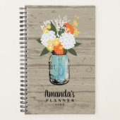 Rustic Barn Wood Sinaasappel Gerber Daisy Mason Ja Planner (Voorkant)