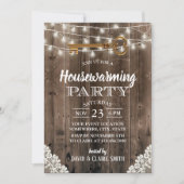 Rustic Barn Wood Skeleton Key Housewarming Party Kaart (Voorkant)