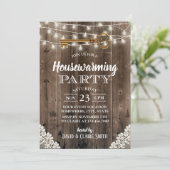 Rustic Barn Wood Skeleton Key Housewarming Party Kaart (Staand voorkant)