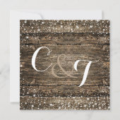 Rustic Barn Wood Snowflakes Winter Weddenschap Kaart (Achterkant)