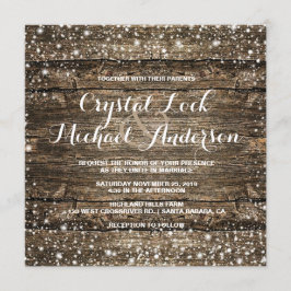 Rustic Barn Wood Snowflakes Winter Weddenschap Kaart