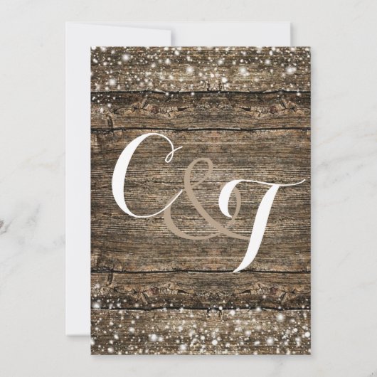 Rustic Barn Wood Snowflakes Winter Weddenschap Kaart (Achterkant)