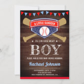 Rustic Barn Wood Sports Boy Baseball Baby shower Kaart (Voorkant)