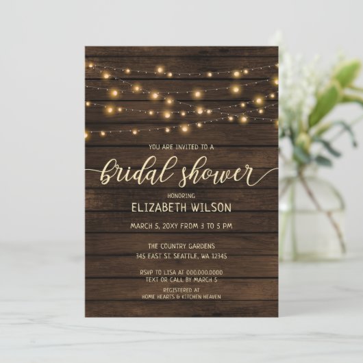 Rustic Barn Wood String-lampjes Vrijgezellenfeest Kaart (Staand voorkant)