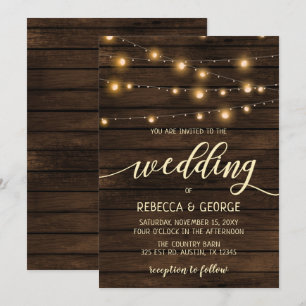 Rustic Barn Wood String-lampjes Weddenschappen Kaart