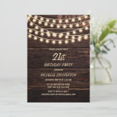 Rustic Barn Wood String Lights 21st Birthday Kaart (Staand voorkant)