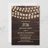 Rustic Barn Wood String Lights 30th Birthday Kaart (Voorkant)