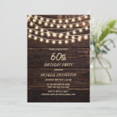 Rustic Barn Wood String Lights 60th Birthday Kaart (Staand voorkant)
