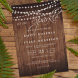 Rustic Barn Wood String Lights Evening Wedding Kaart<br><div class="desc">Laat de liefde SPARKLE! Een unieke rustige keuze voor bruiloften en andere verwante feestelijkheden. (1) Klik voor verdere aanpassingen op de knop "Aanpassen" en gebruik onze ontwerptool om deze sjabloon te wijzigen. Alle tekststijlen, kleuren en grootten kunnen worden aangepast aan uw behoeften. (2) Als u liever dikkere papieren hebt, kunt...</div>